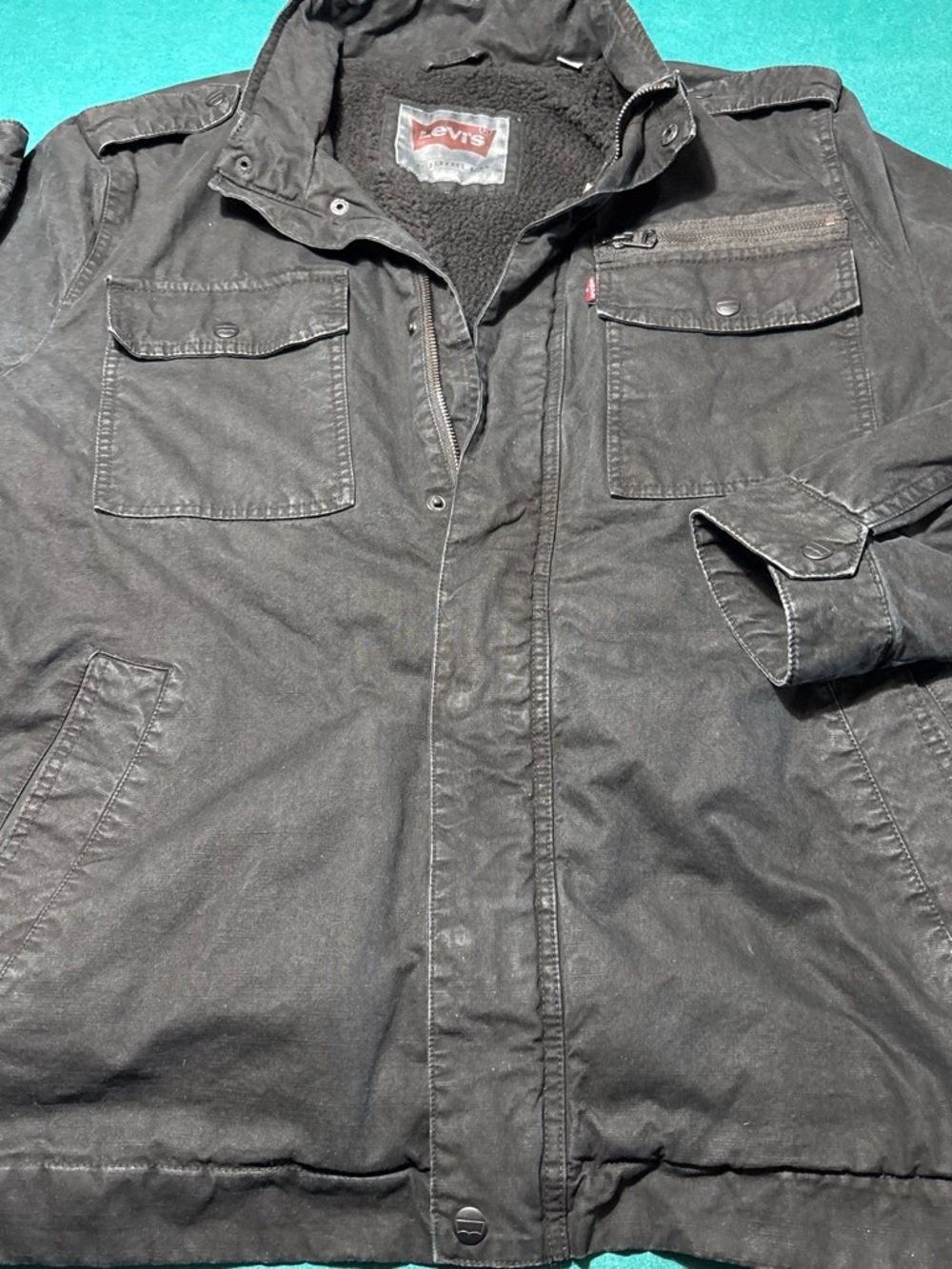 Levi's Black Military Field Sherpa Lined Jacket , XL , $38